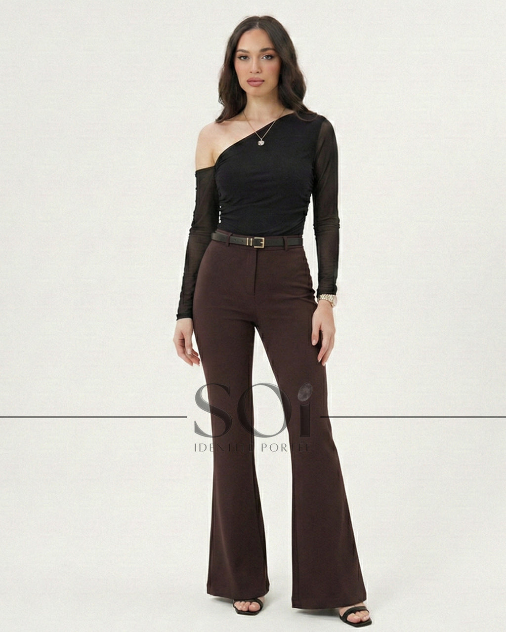 High-waisted belted trousers with a tailored wide-leg silhouette