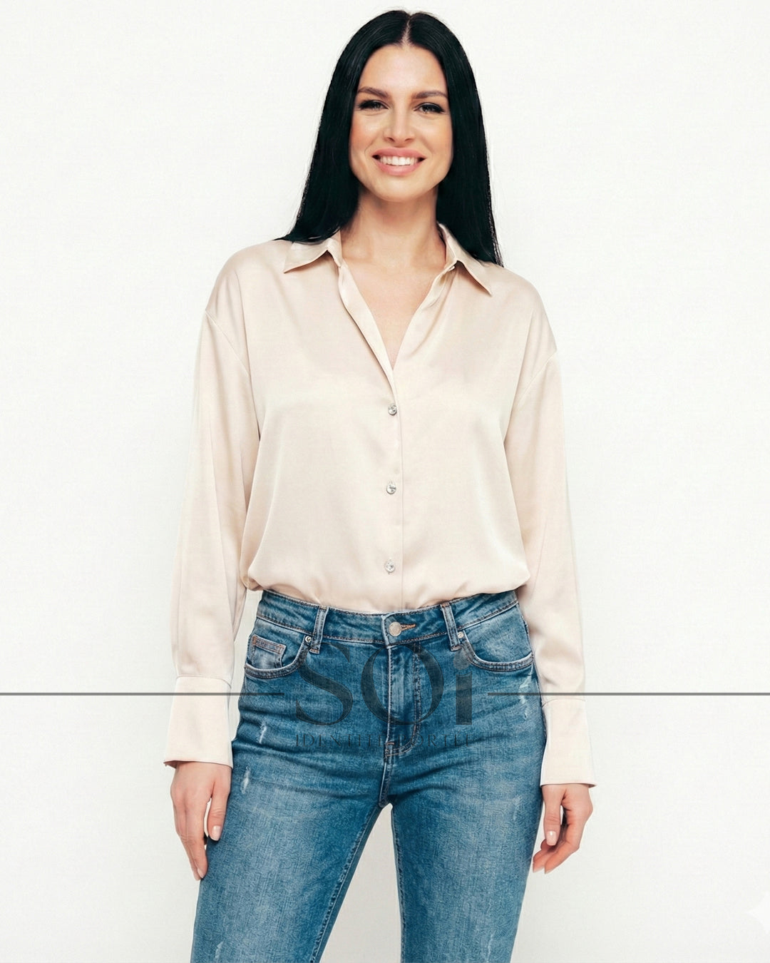 Satin Button-Down Shirt