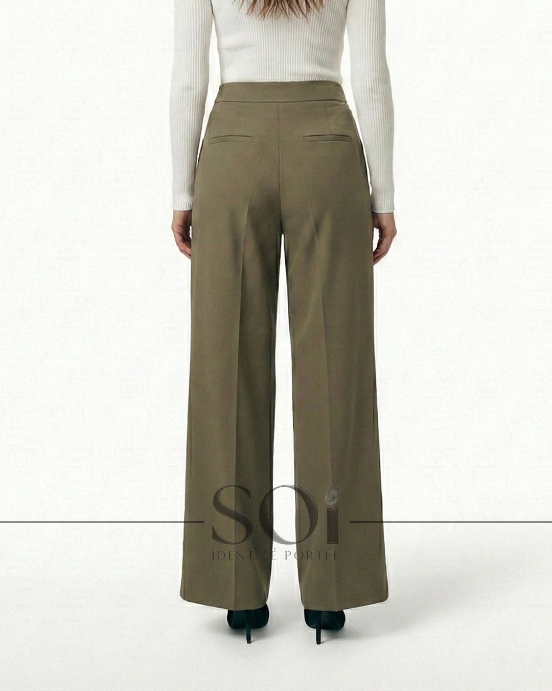 High-Waisted Wide-Leg Trousers
