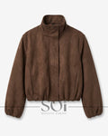 Suede-Effect Bomber Jacket