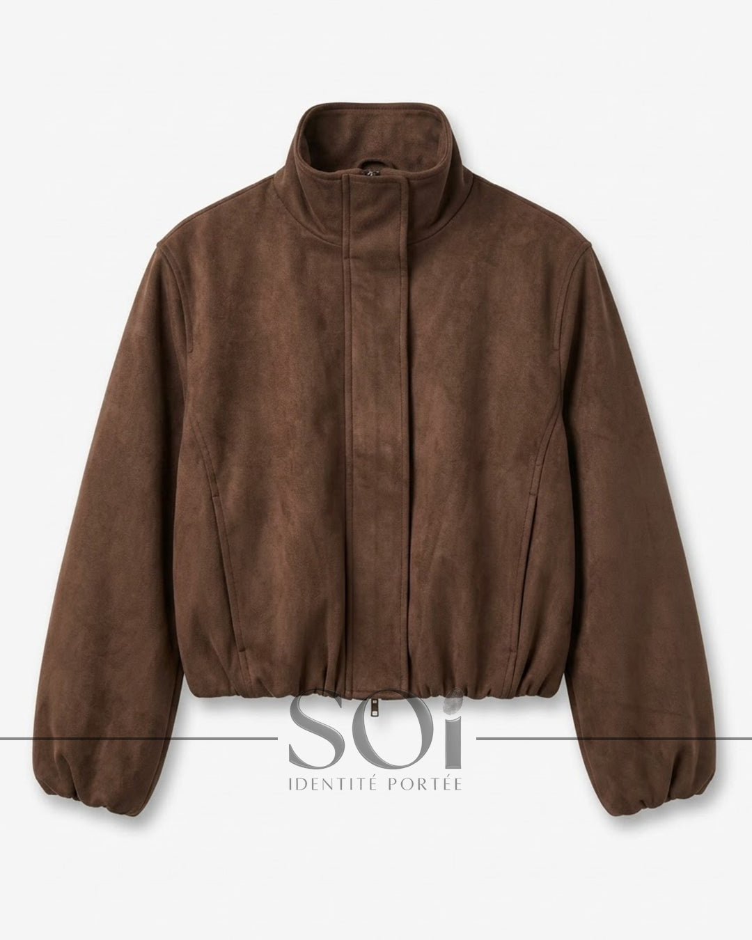 Suede-Effect Bomber Jacket