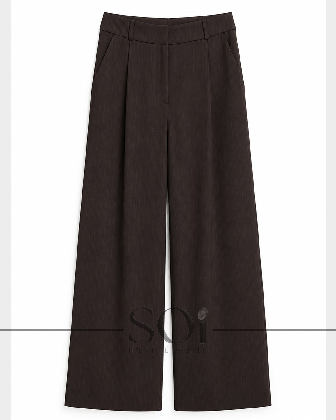 Pinstripe Wide-Leg Pants
