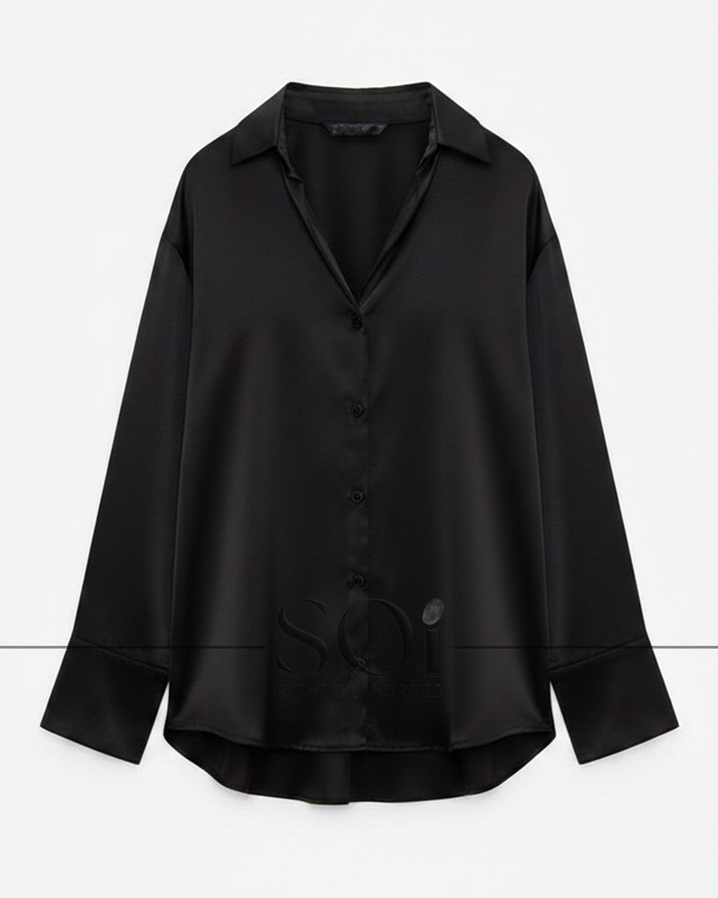 Satin Button-Down Shirt