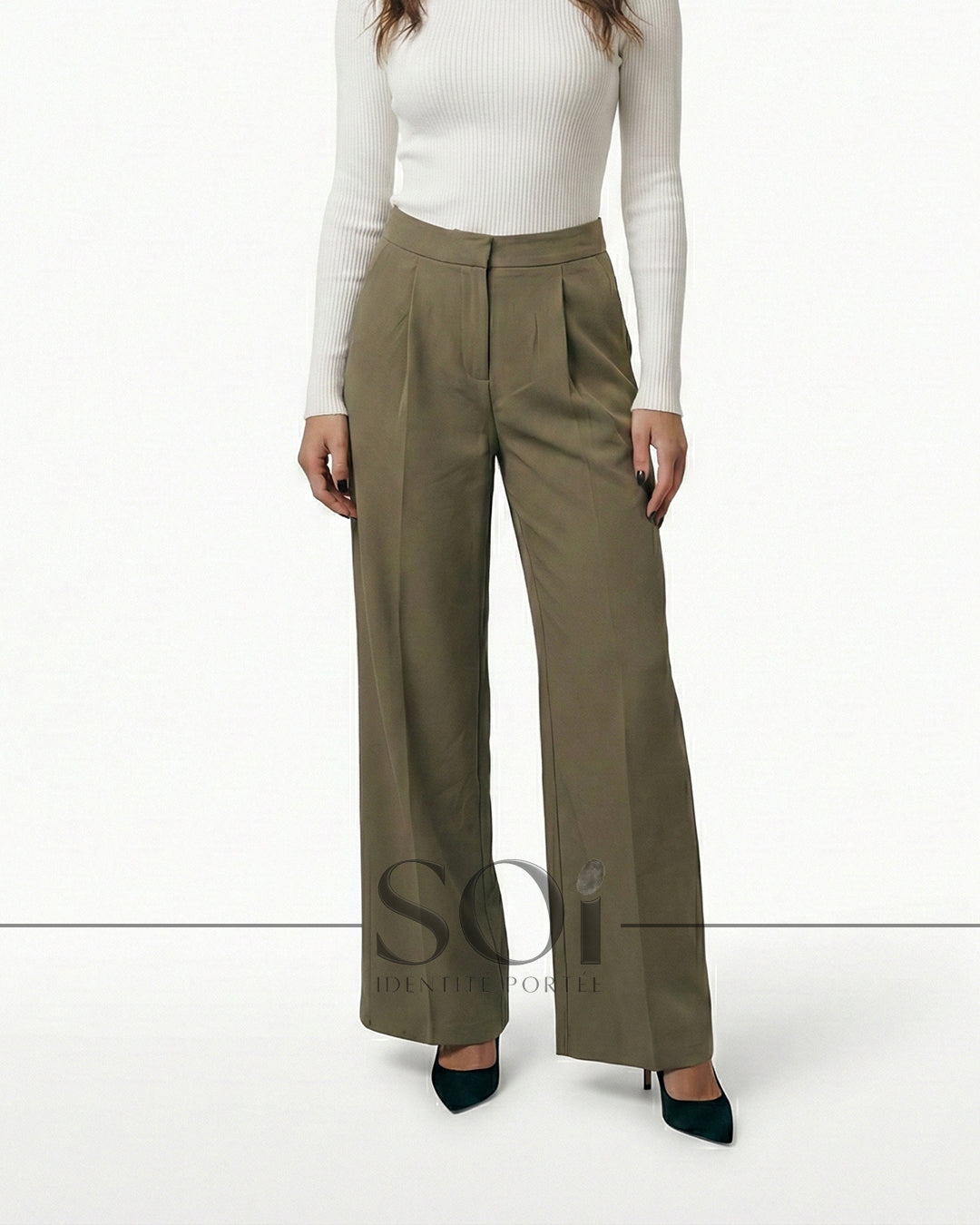 High-Waisted Wide-Leg Trousers