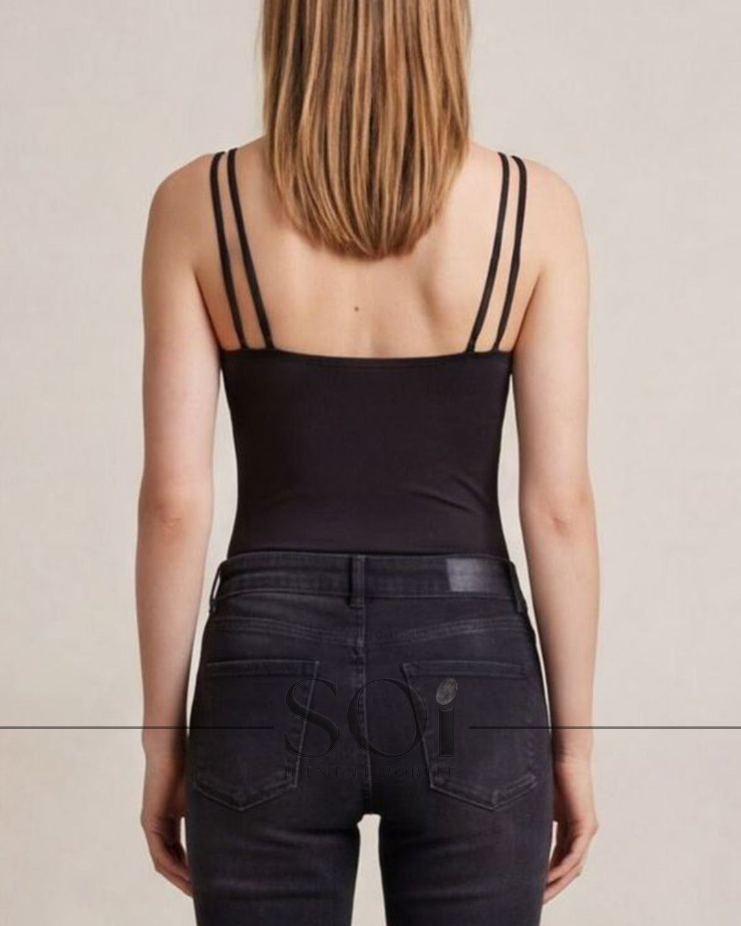 Gold Button Strap Bodysuit