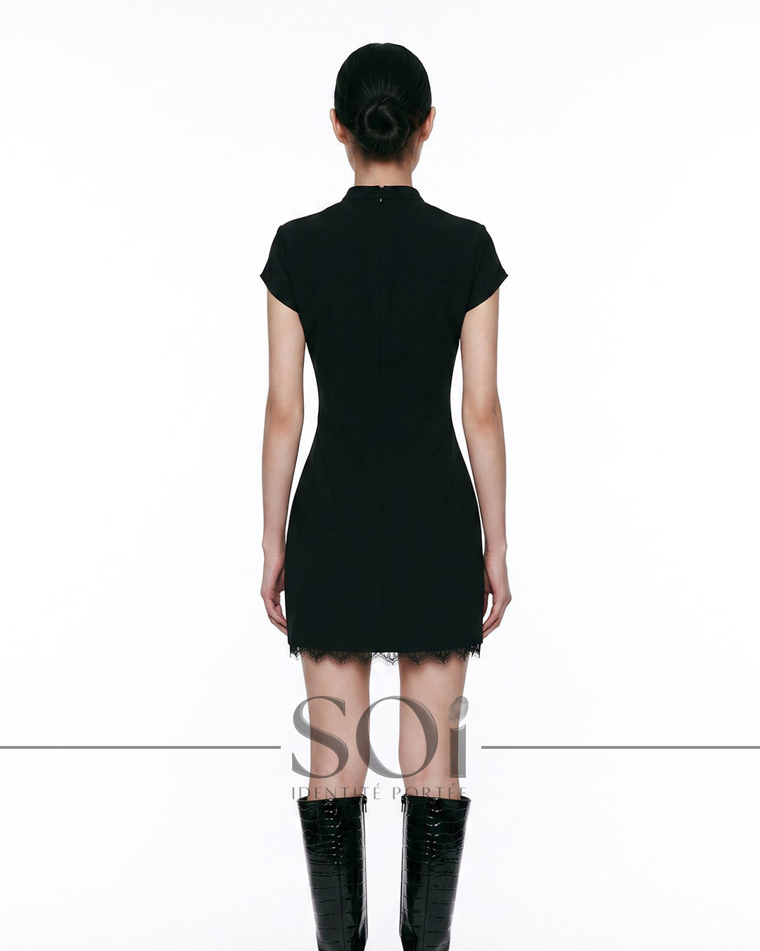 Scarf-Neck Mini Dress
