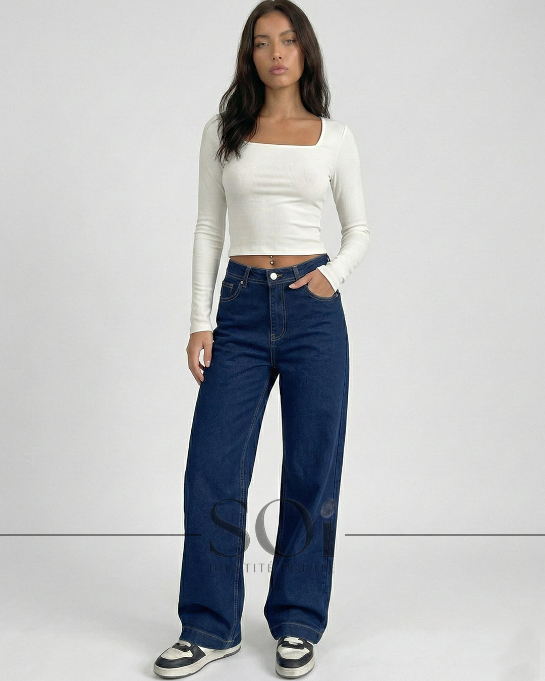 Wide Leg Deep Indigo Jeans