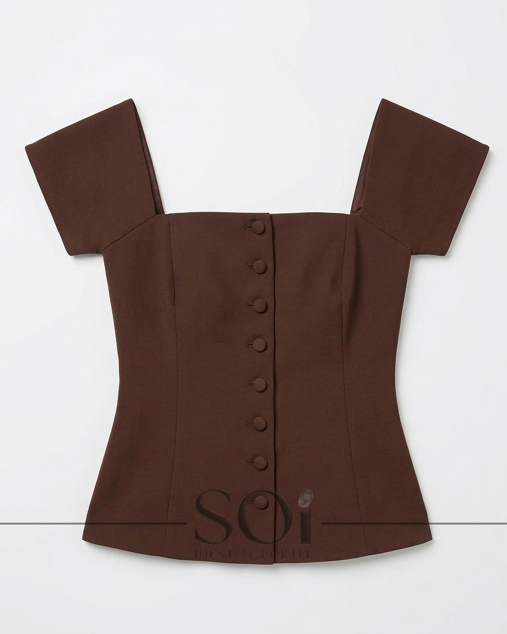 Off-shoulder buttoned Top