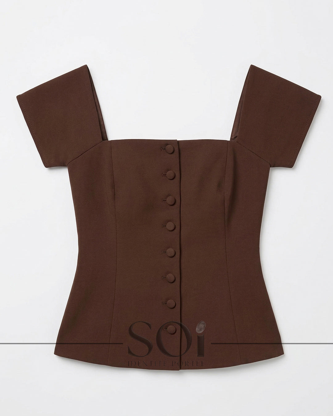 Off-shoulder buttoned Top
