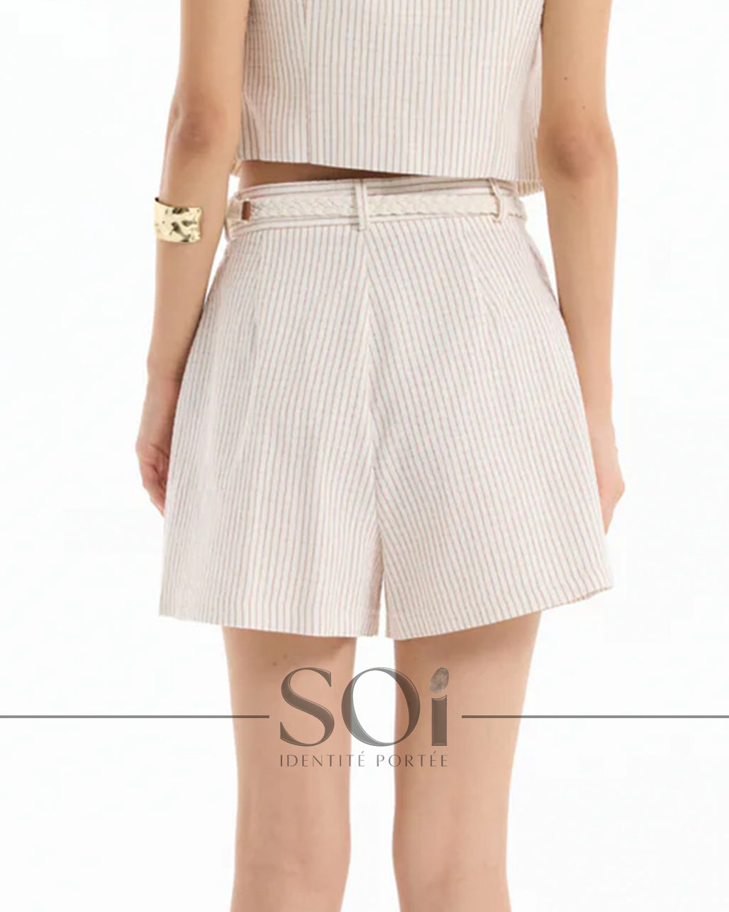 High Waist Striped Shorts