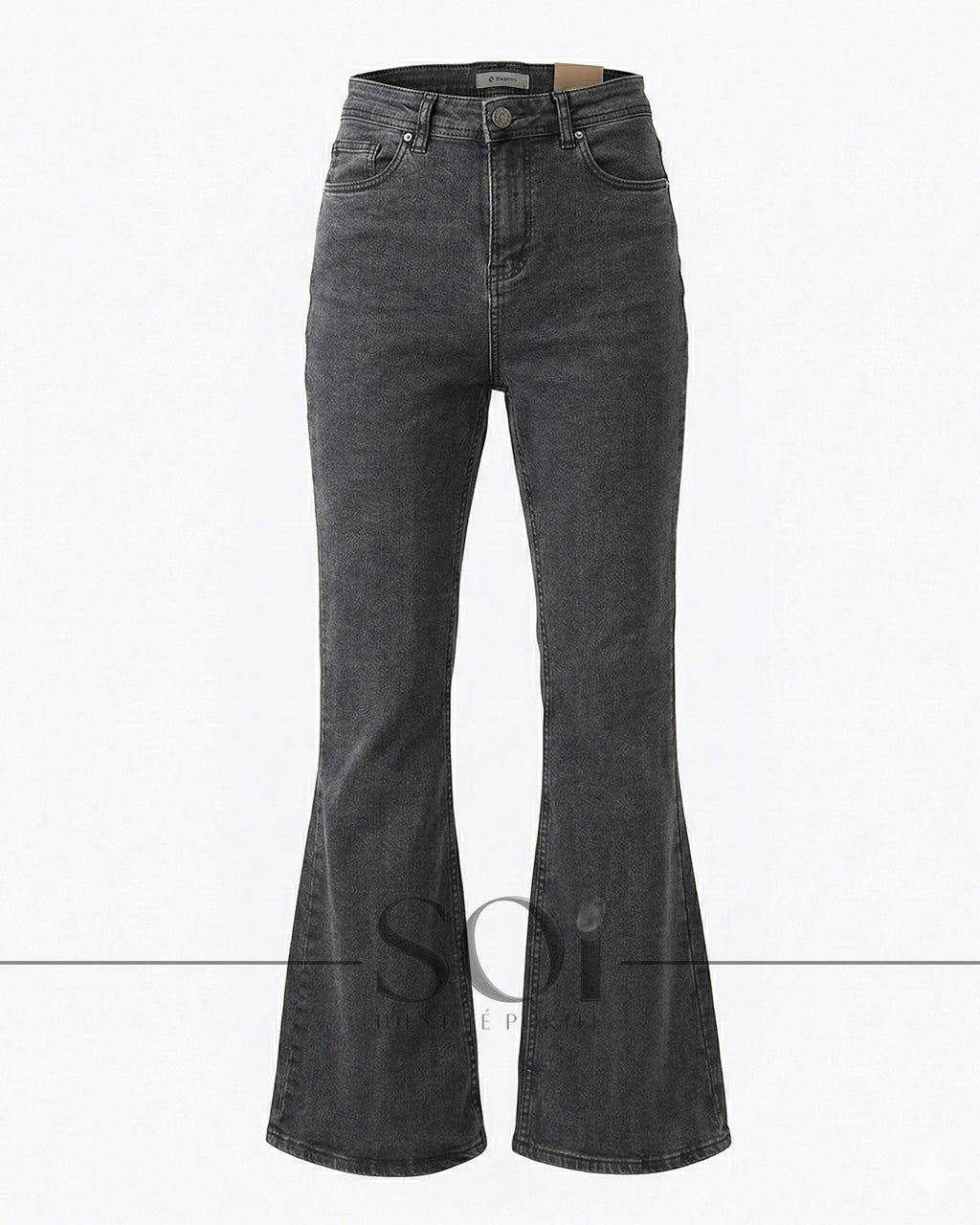 Washed Black High-Rise Flare Jeans