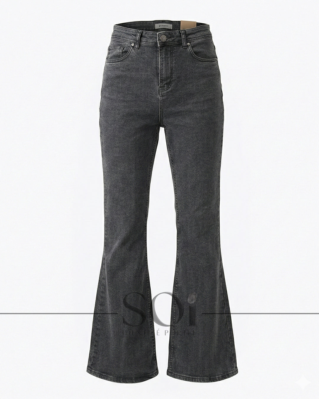 Washed Black High-Rise Flare Jeans