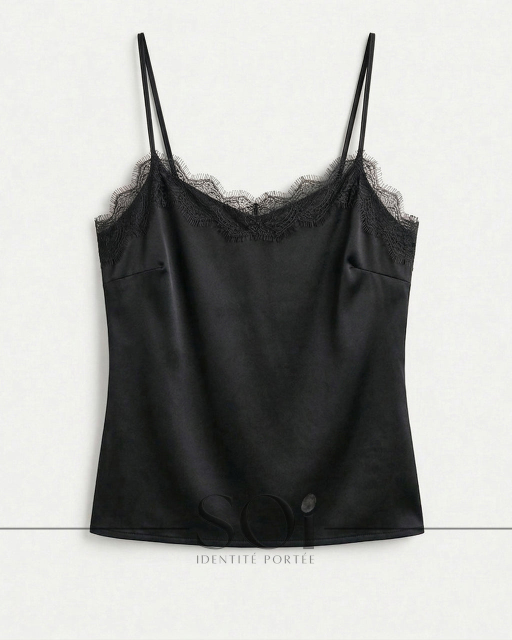 Lace-Trim Satin Top