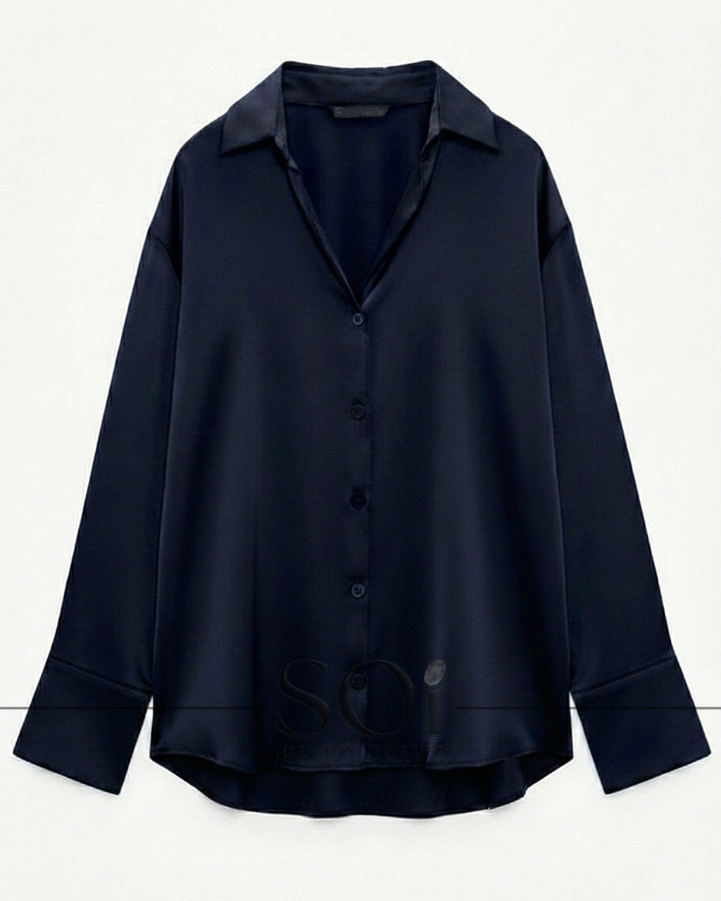 Satin Button-Down Shirt