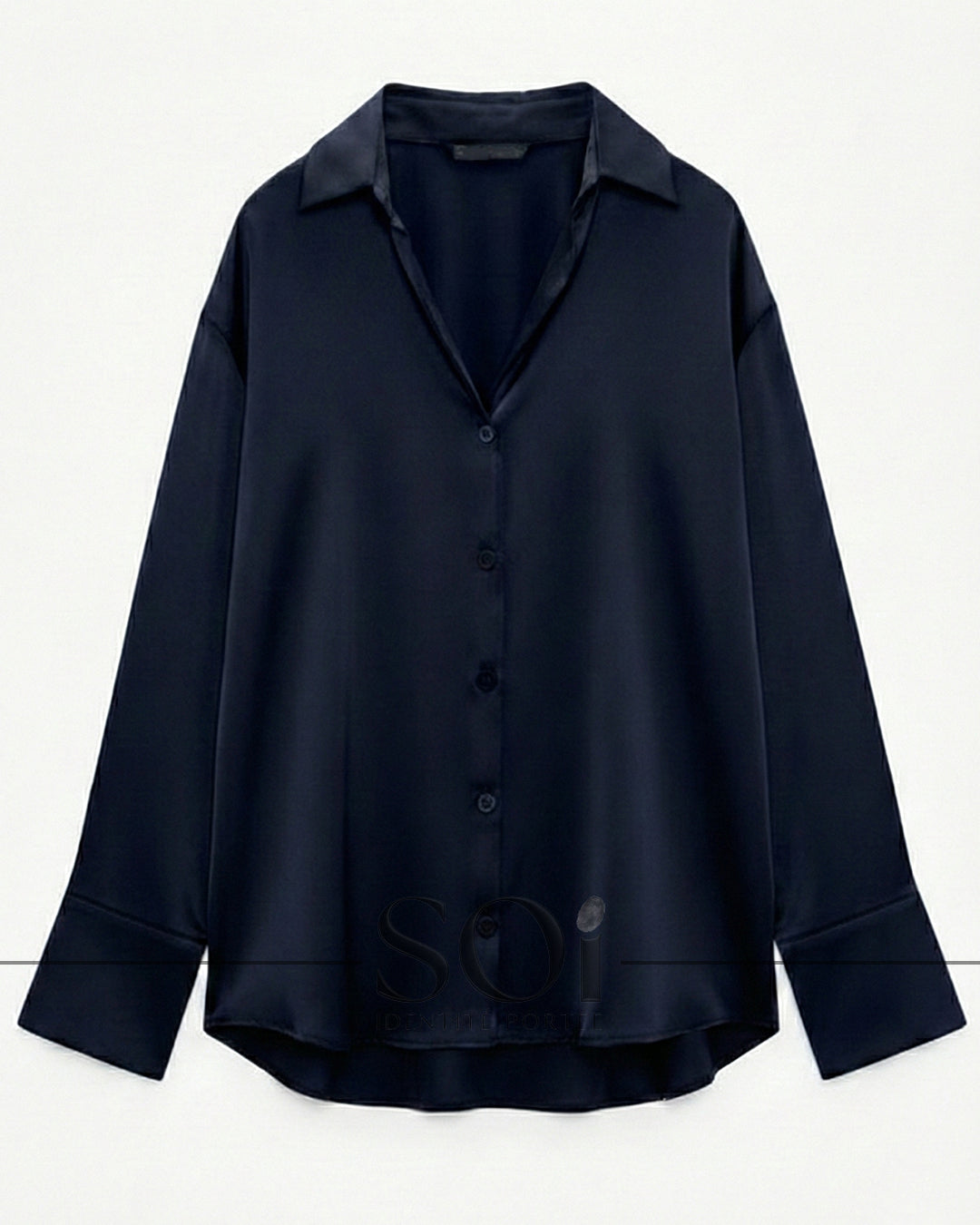 Satin Button-Down Shirt