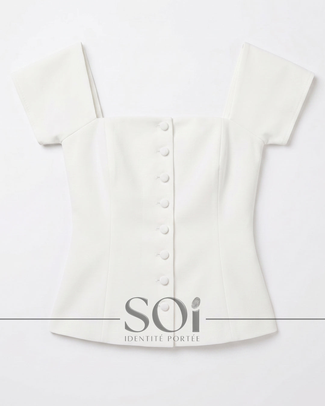 Off-shoulder buttoned Top